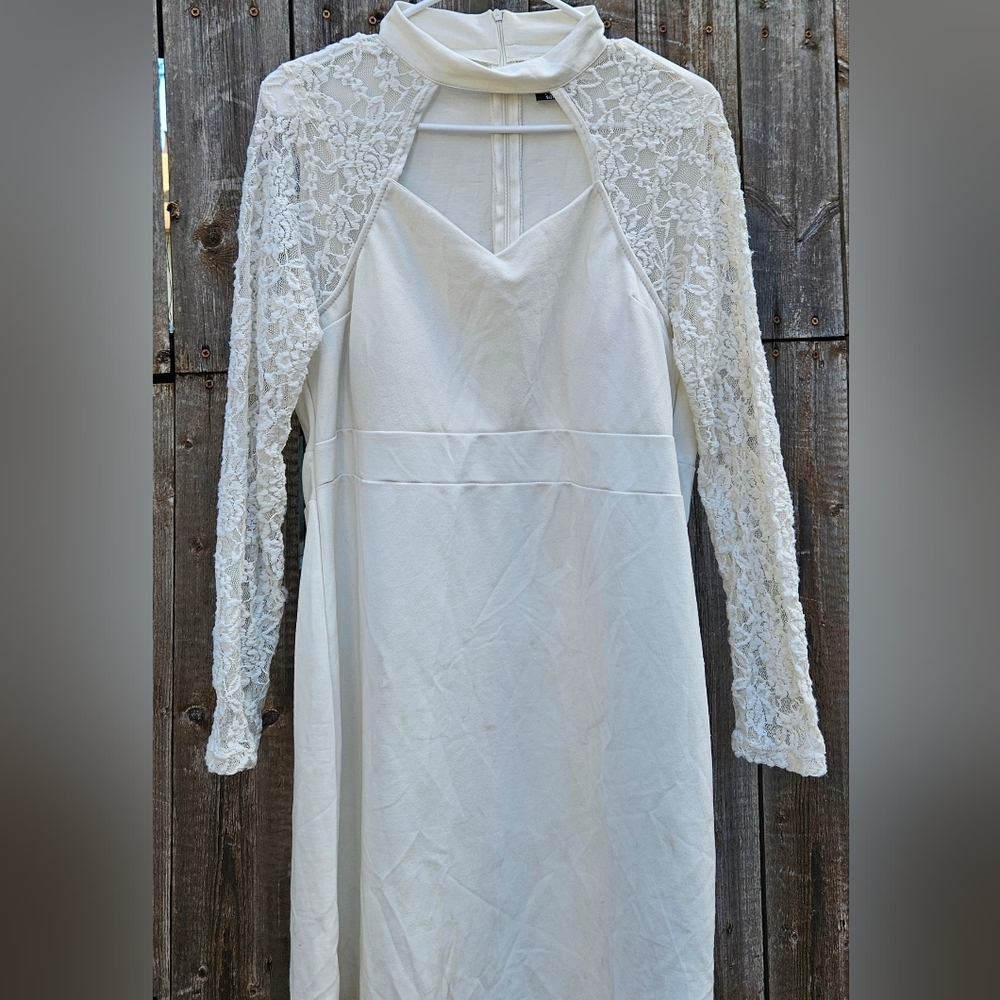 1X, Vintage, Jonathan Martin, White Dress, Lace Sleeves